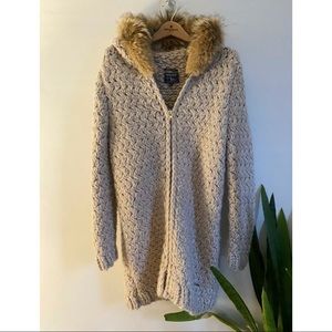 John Rich Woolrich Zip Real Fur and Wool Alpaca blend Cardigan